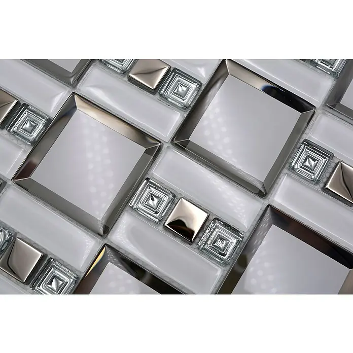 Mozaïektegel glas mix XCM SQ98 - 30 x 30 cm, Zwart, Glanzend - Close-up