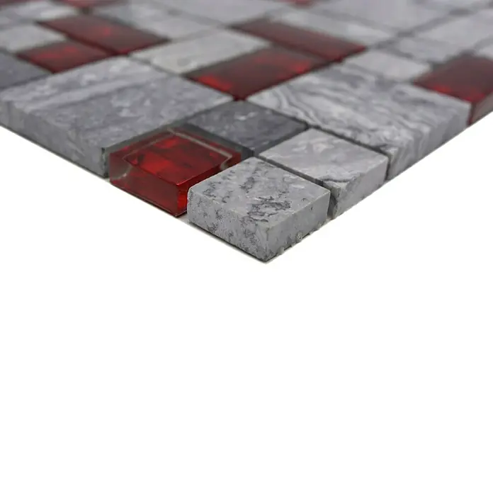 Mozaïektegel glas/steen XCM MC519 - 30 x 30 cm, Zwart, Glanzend - Close-up