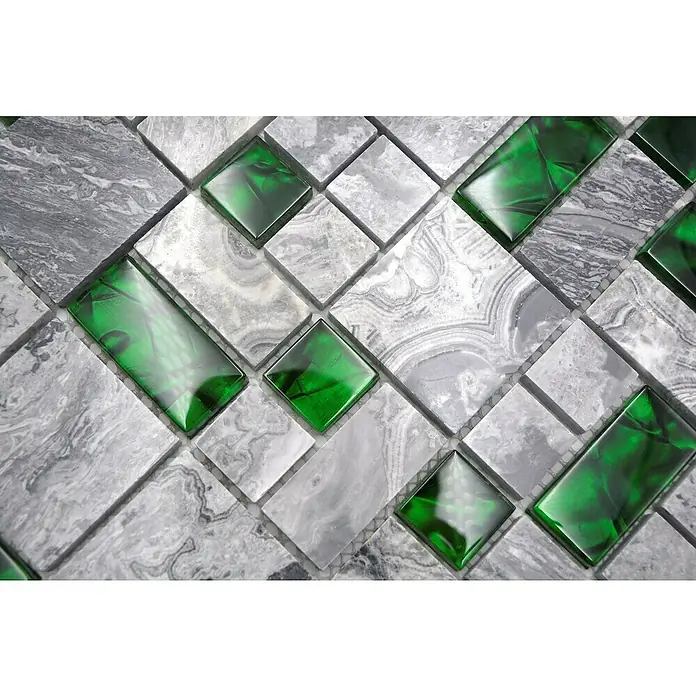Mozaïektegel glas/steen XCM MC509 - 30 x 30 cm, Zwart, Glanzend - Close-up