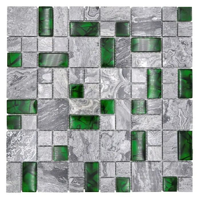 Mozaïektegel glas/steen XCM MC509 - 30 x 30 cm, Zwart, Glanzend - Bovenaanzicht