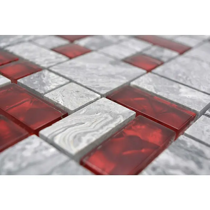 Mozaïektegel glas/steen XCM MC519 - 30 x 30 cm, Zwart, Glanzend - Close-up