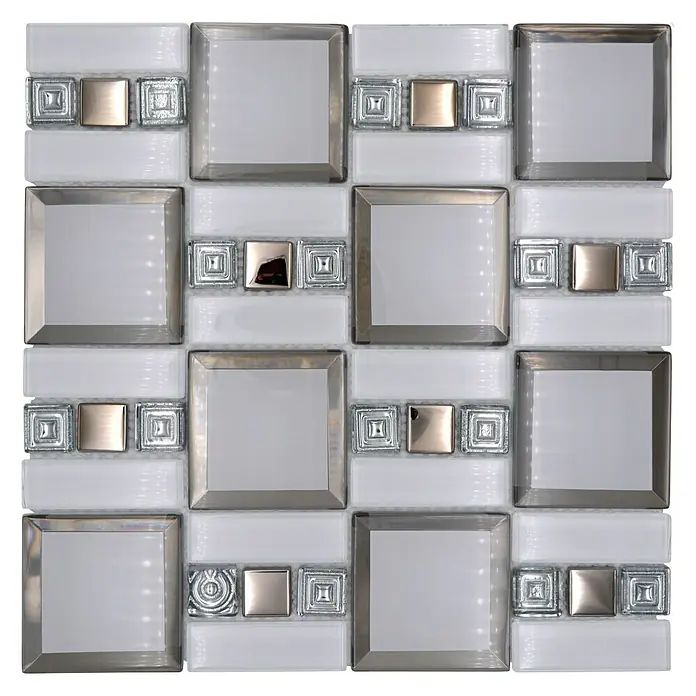 Mozaïektegel glas mix XCM SQ98 - 30 x 30 cm, Zwart, Glanzend - Vooraanzicht
