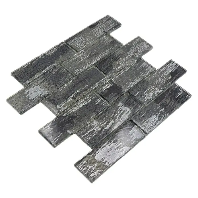 Mozaïektegel brick glas Subway XCM SWSV - 30 x 30 cm, Meerkleurig, Mat - Diagonaal zicht