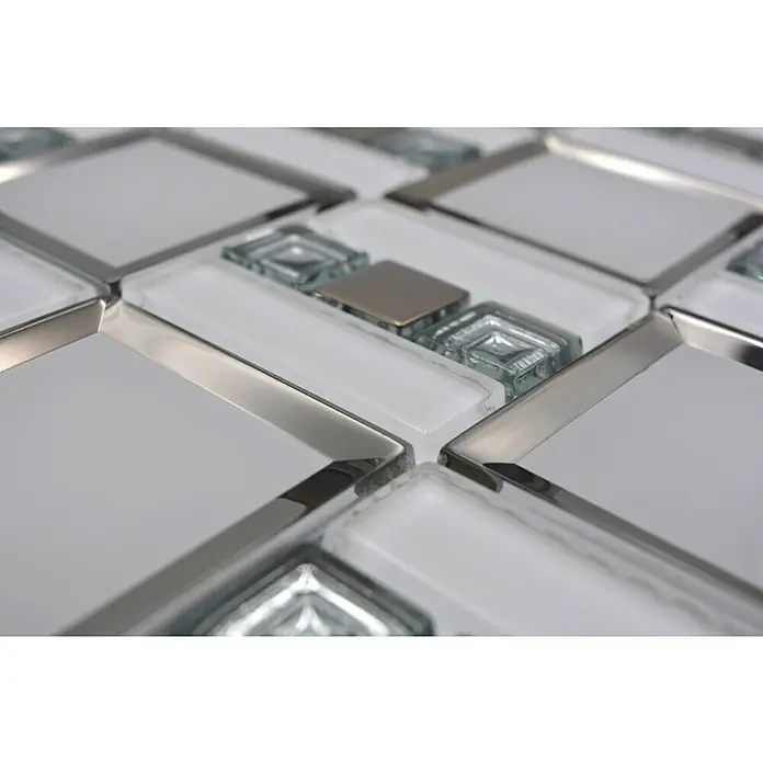 Mozaïektegel glas mix XCM SQ98 - 30 x 30 cm, Zwart, Glanzend - Close-up