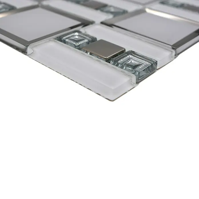 Mozaïektegel glas mix XCM SQ98 - 30 x 30 cm, Zwart, Glanzend - Close-up