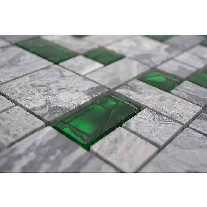 Mozaïektegel glas/steen XCM MC509 - 30 x 30 cm, Zwart, Glanzend - Close-up