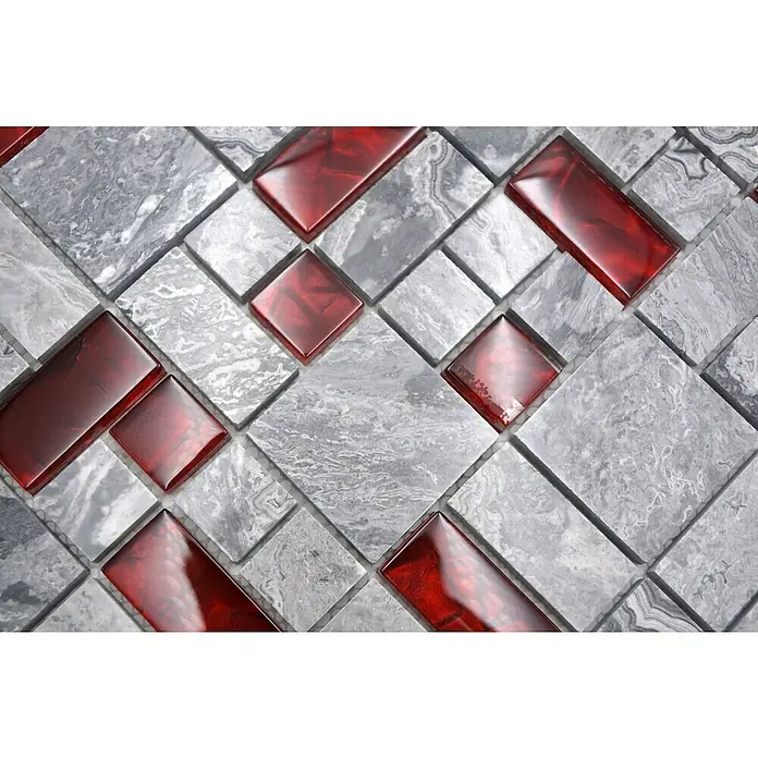 Mozaïektegel glas/steen XCM MC519 - 30 x 30 cm, Zwart, Glanzend - Close-up