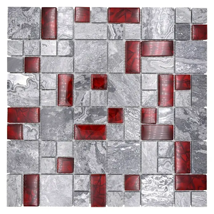 Mozaïektegel glas/steen XCM MC519 - 30 x 30 cm, Zwart, Glanzend - Bovenaanzicht