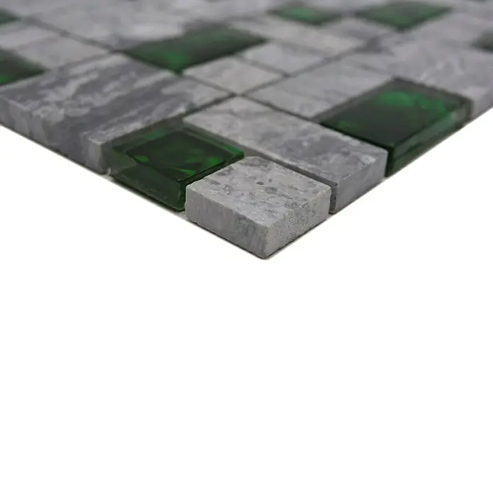 Mozaïektegel glas/steen XCM MC509 - 30 x 30 cm, Zwart, Glanzend - Close-up