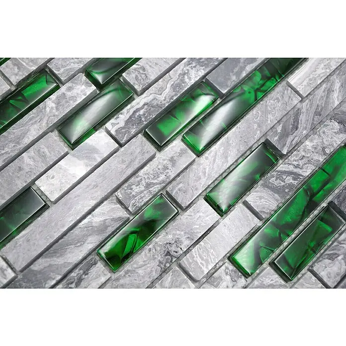 Mozaïektegel stroken glas/steen XCM MV608 - 29 x 30 cm, Zwart, Glanzend - Close-up