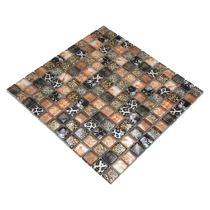 Mozaïektegel vierkant glas Wildlife XCM WL64 - 29,8 x 29,8 cm, Beige, Glanzend - Diagonaal zicht