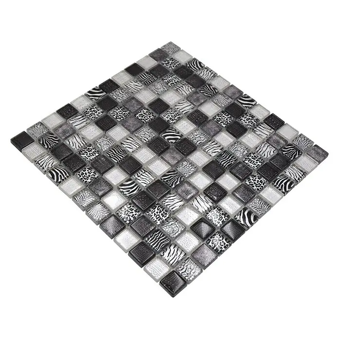 Mozaïektegel vierkant glas Wildlife XCM WL24 - 29,8 x 29,8 cm, Beige, Glanzend - Diagonaal zicht