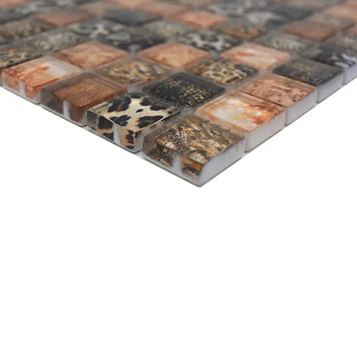 Mozaïektegel vierkant glas Wildlife XCM WL64 - 29,8 x 29,8 cm, Beige, Glanzend - Close-up