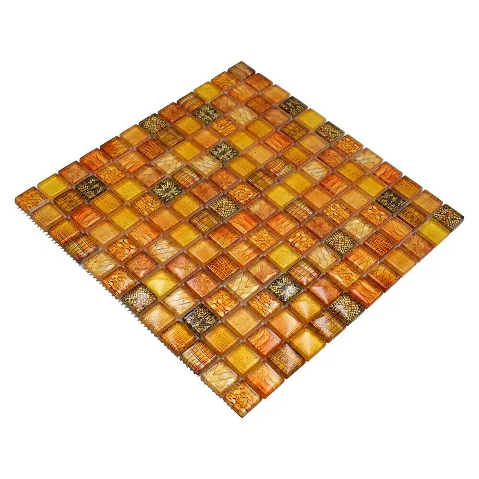 Mozaïektegel vierkant glas Wildlife XCM WL44 - 29,8 x 29,8 cm, Beige, Glanzend - Diagonaal zicht