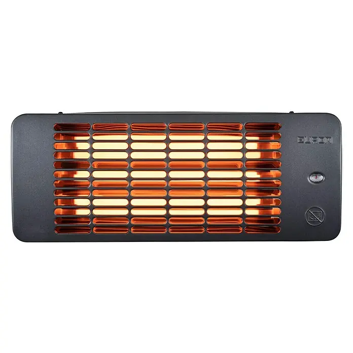 Eurom Terrasverwarming Q-time 2001 - 49,5 x 19,5 x 15 cm, Rechthoekig, Zilver - Vooraanzicht