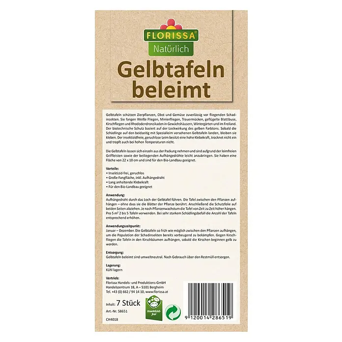 Florissa Gelbtafeln - 7 Stk. - Rückansicht