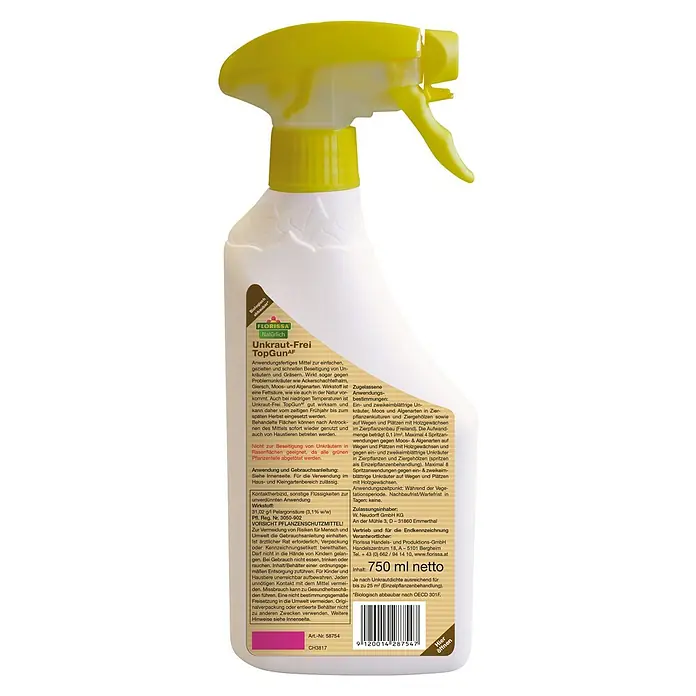 Florissa Unkrautfrei TopGun AF - 750 ml - Rückansicht