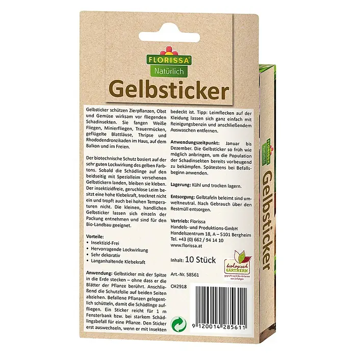Florissa Gelb-Sticker - 10 Stk. - Diagonale Ansicht