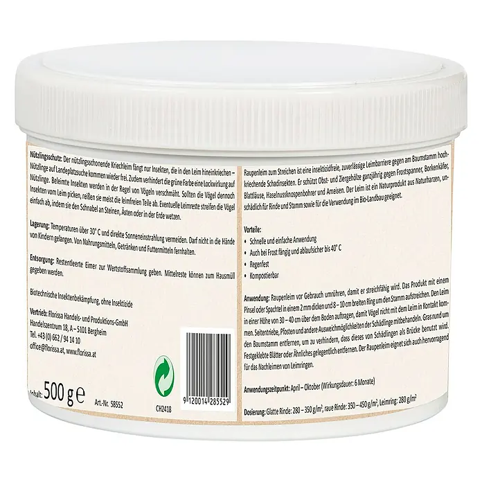 Florissa Raupenfrei - 500 g - Rückansicht