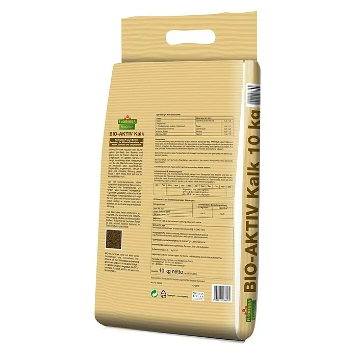 Florissa Bodenhilfsstoff Bio-Aktiv Kalk - 10 kg, Inhalt ausreichend für ca.: 100 m² - Rückansicht