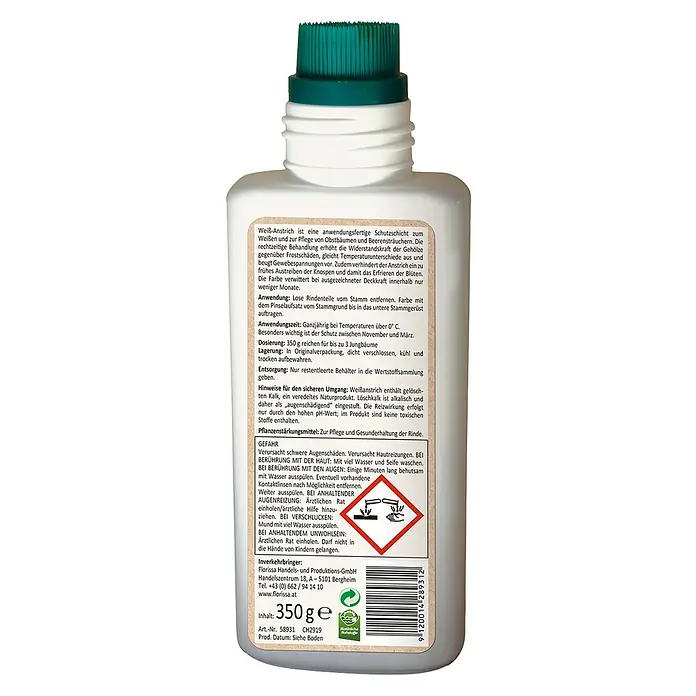 Florissa Pflanzenstärkungsmittel Weißanstrich - 350 g - Rückansicht
