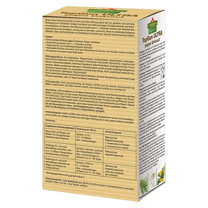 Florissa Unkrautfrei TopGun ULTRA - 250 ml - Diagonale Ansicht