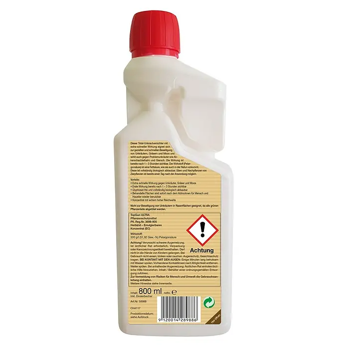 Florissa Unkrautfrei TopGun ULTRA - 800 ml - Rückansicht