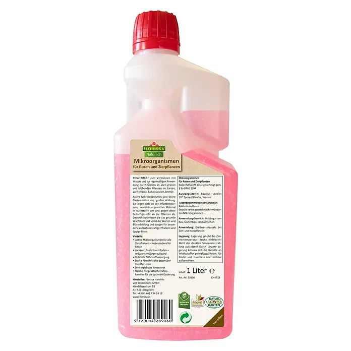 Florissa Mikroorganismen Rosen & Zierpflanzen - 1 l - Rückansicht