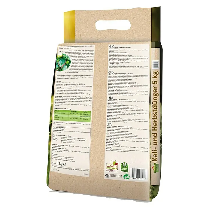 Florissa Herbstrasendünger mit Kalium - 5 kg, Inhalt ausreichend für ca.: 100 m² - Rückansicht
