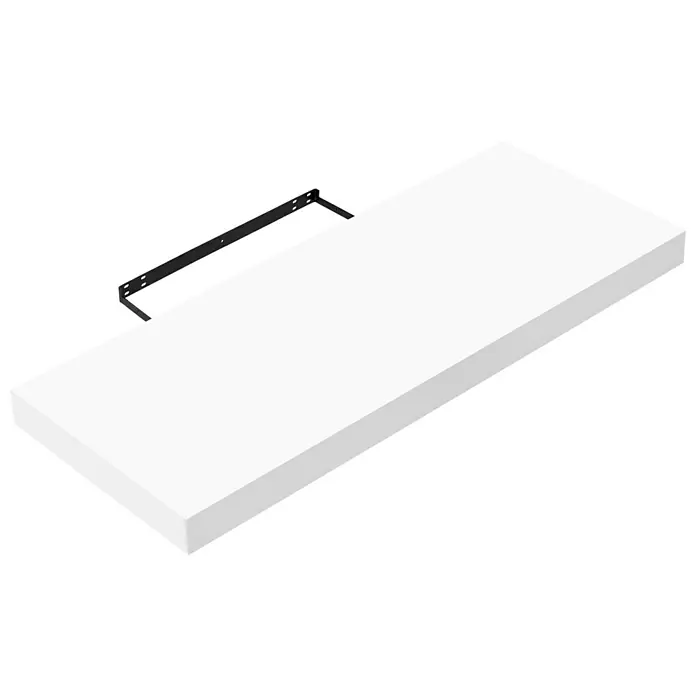 Regalux Wandboard XL4 - 23,5 x 60 x 3,8 cm, Weiß Hochglanz, Belastbarkeit: 12 kg - Diagonale Ansicht