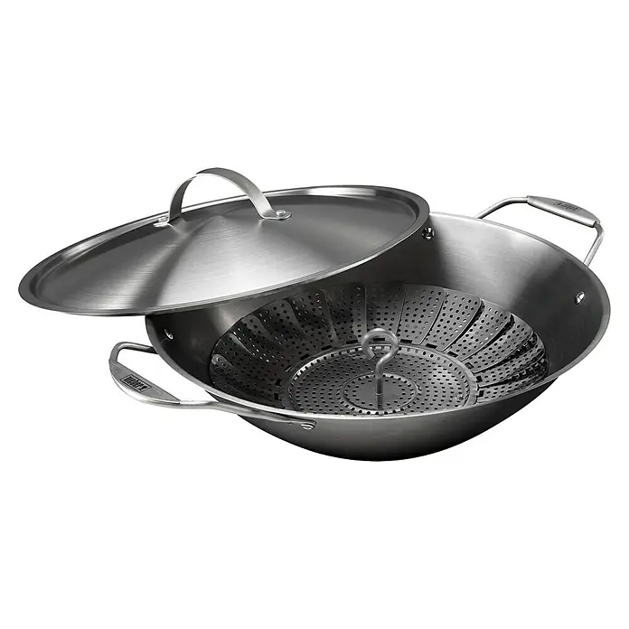 Weber Crafted Grillwok - Ø x H: 36,1 x 17,1 cm, Edelstahl - Diagonale Ansicht