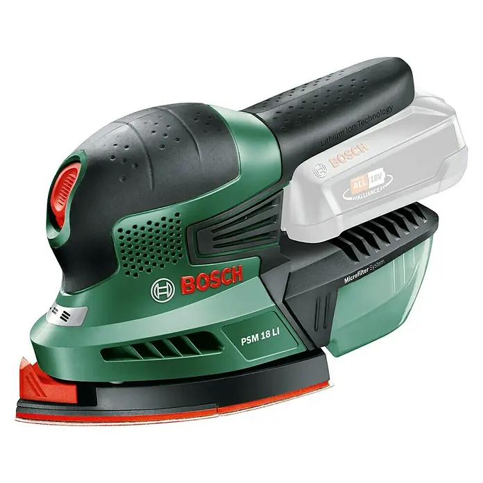 Bosch 18 V Power for All Akku-Multischleifer PSM 18 LI - 18 V, Li-Ionen, Ohne Akku, 22.000 U/min - Diagonale Ansicht