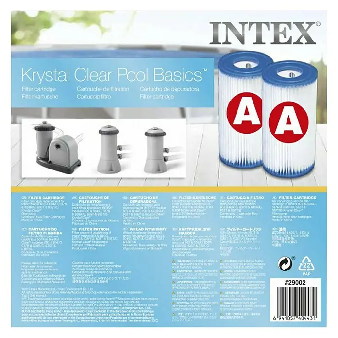 Intex Filter kartuša tipa A - Prikladno za: Čišćenje bazena - Pogled straga