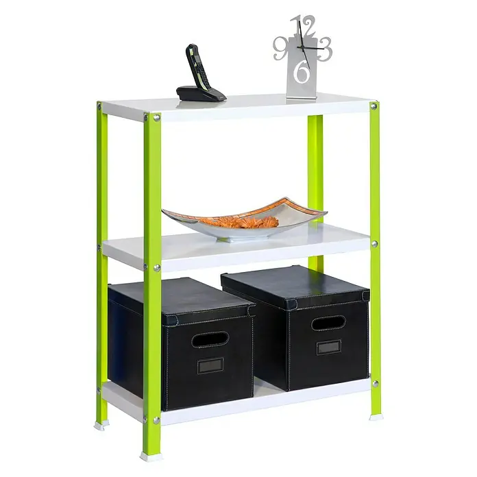 Simonrack Homeclassic Metallregal - L x B x H: 30 x 80 x 90 cm, Traglast: 100 kg/Boden, Anzahl Böden: 3 Stk., Schrauben, Grün - Diagonale Ansicht