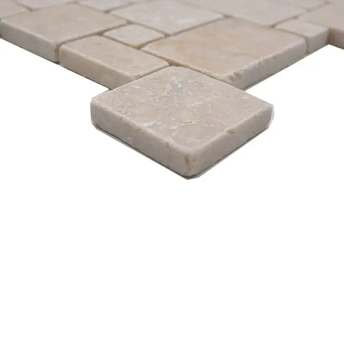 Mozaïektegel patroon Botticino XNT FP41 - 30,5 x 30,5 cm, Beige/Bruin, Mat - Close-up