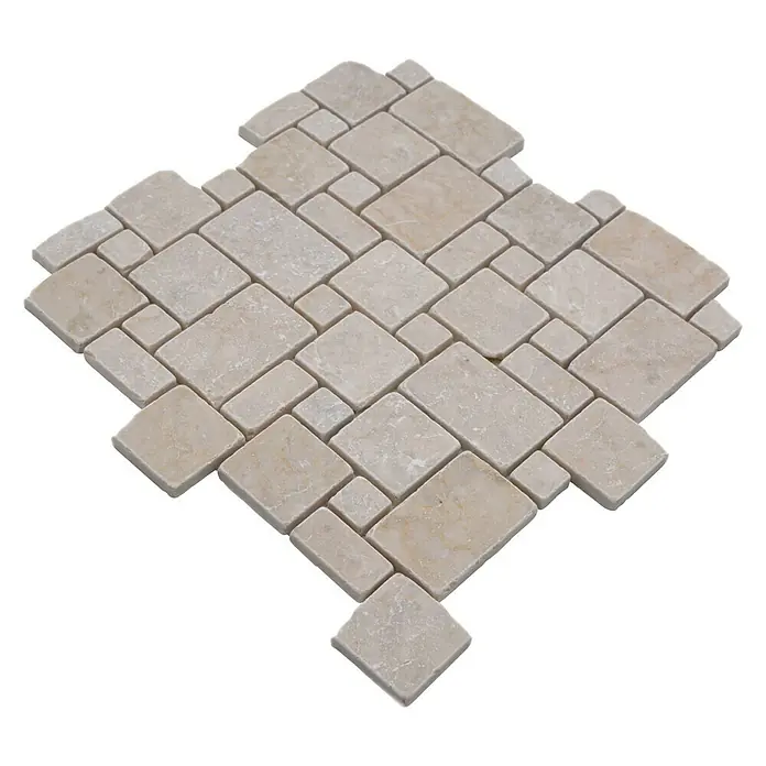 Mozaïektegel patroon Botticino XNT FP41 - 30,5 x 30,5 cm, Beige/Bruin, Mat - Diagonaal zicht