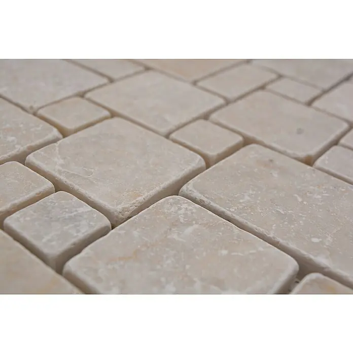 Mozaïektegel patroon Botticino XNT FP41 - 30,5 x 30,5 cm, Beige/Bruin, Mat - Close-up