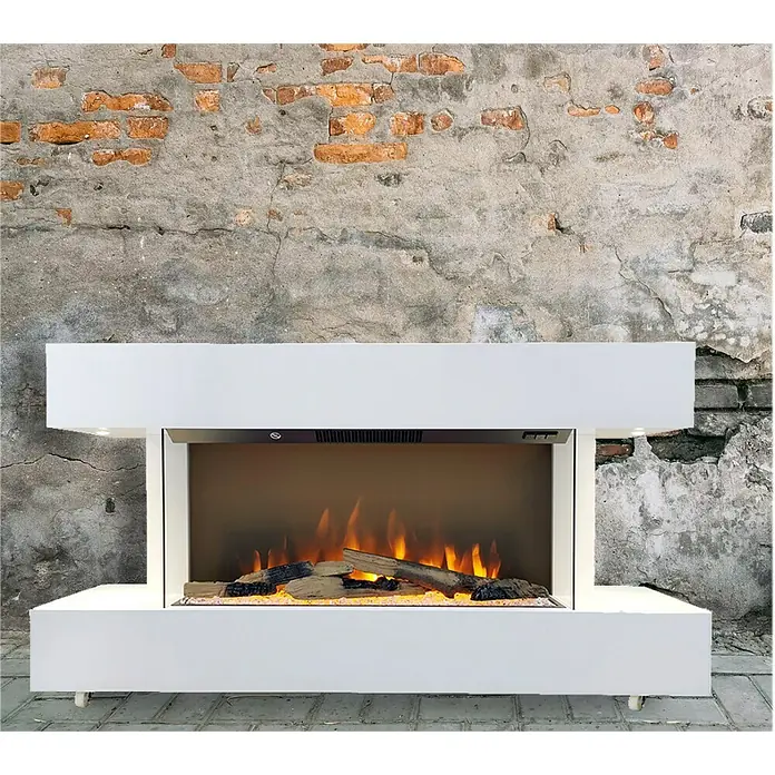 Voltomat HEATING Električni kamin Goeteborg - Bijele boje, 1.500 W, 26,5 x 120 x 60,5 cm - Živopisni prikaz