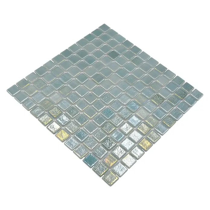 Mozaïektegel vierkant Eco Shell Crystal VP55253PUR - 31,6 x 31,6 cm, Antraciet, Glanzend - Diagonaal zicht