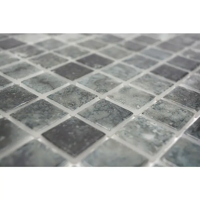 Mozaïektegel vierkant Eco Jungle VP56253PUR - 31,6 x 31,6 cm, Antraciet, Glanzend - Close-up