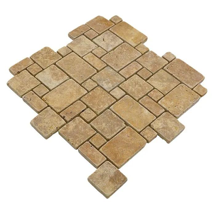 Mozaïektegel patroon Gold XNT FP51 - 30,5 x 30,5 cm, Beige/Bruin, Mat - Diagonaal zicht