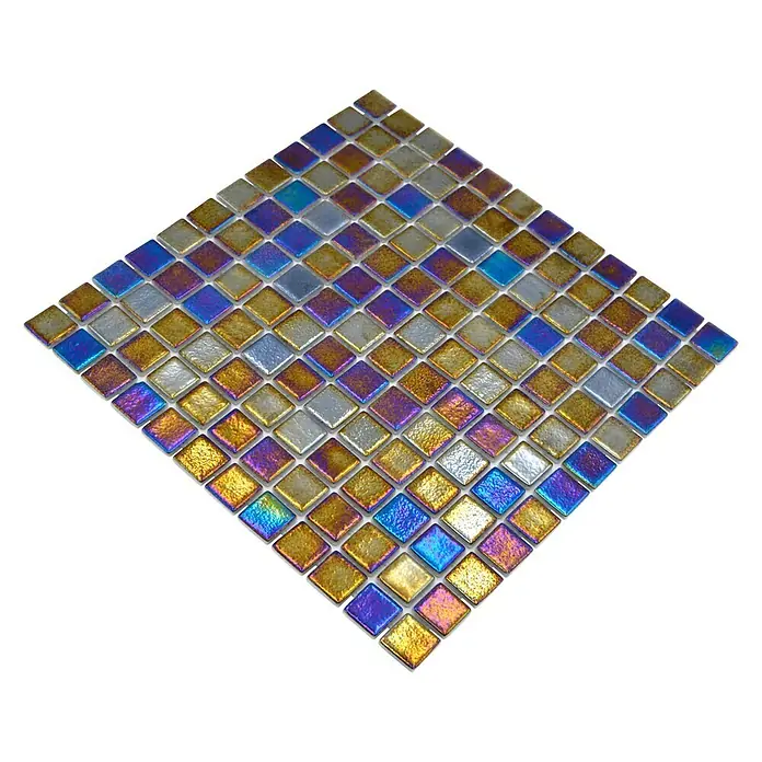 Mozaïektegel vierkant Eco Shell Deep VP55256PUR - 31,6 x 31,6 cm, Antraciet, Glanzend - Diagonaal zicht