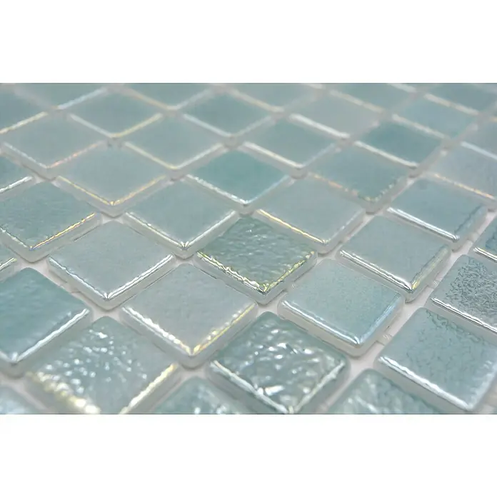 Mozaïektegel vierkant Eco Shell Crystal VP55253PUR - 31,6 x 31,6 cm, Antraciet, Glanzend - Close-up