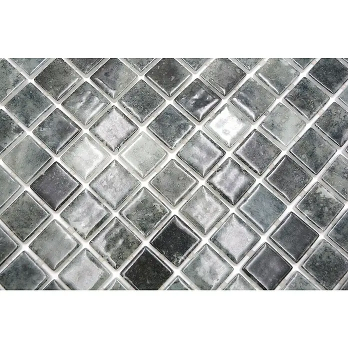 Mozaïektegel vierkant Eco Jungle VP56253PUR - 31,6 x 31,6 cm, Antraciet, Glanzend - Close-up