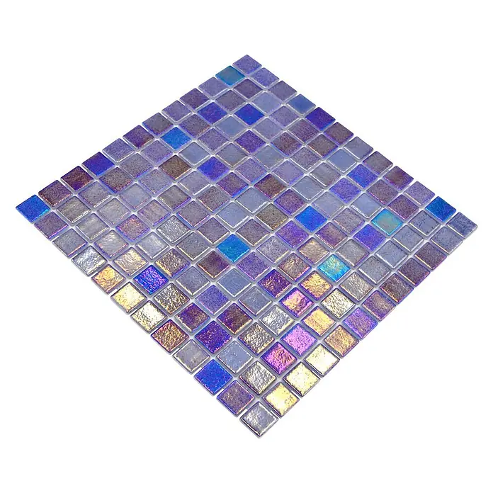 Mozaïektegel vierkant Eco Shell Sapphire VP55255PUR - 31,6 x 31,6 cm, Antraciet, Glanzend - Diagonaal zicht