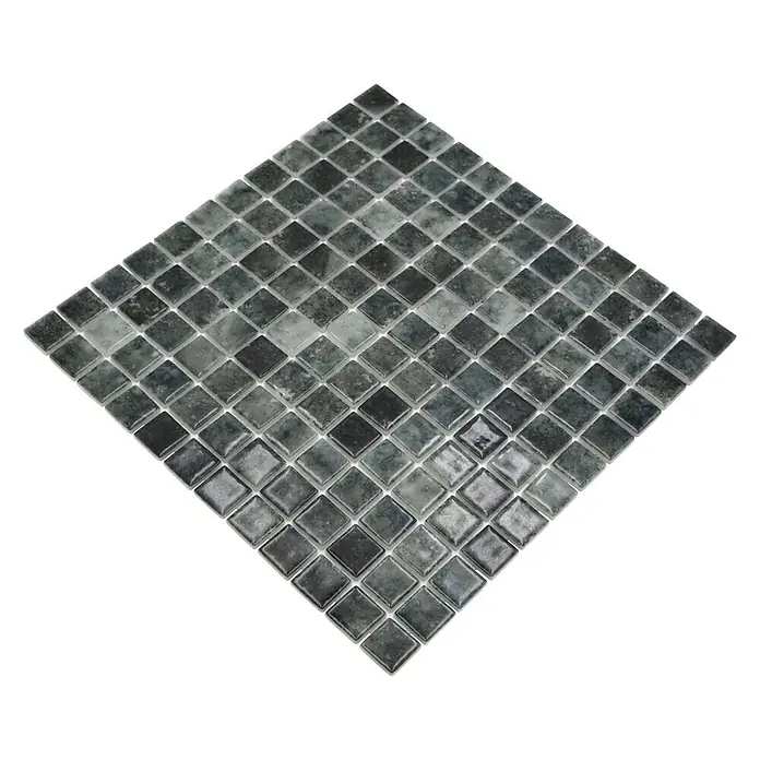 Mozaïektegel vierkant Eco Jungle VP56253PUR - 31,6 x 31,6 cm, Antraciet, Glanzend - Diagonaal zicht