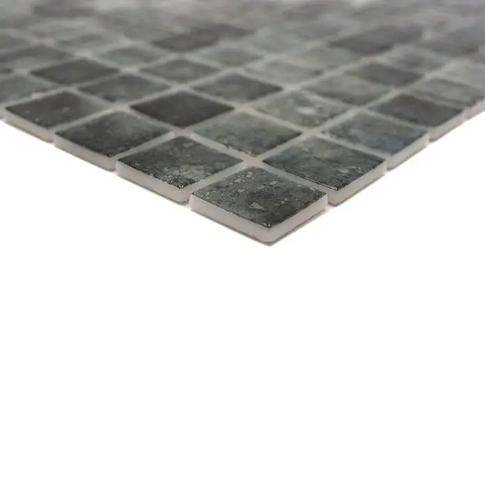 Mozaïektegel vierkant Eco Jungle VP56253PUR - 31,6 x 31,6 cm, Antraciet, Glanzend - Close-up