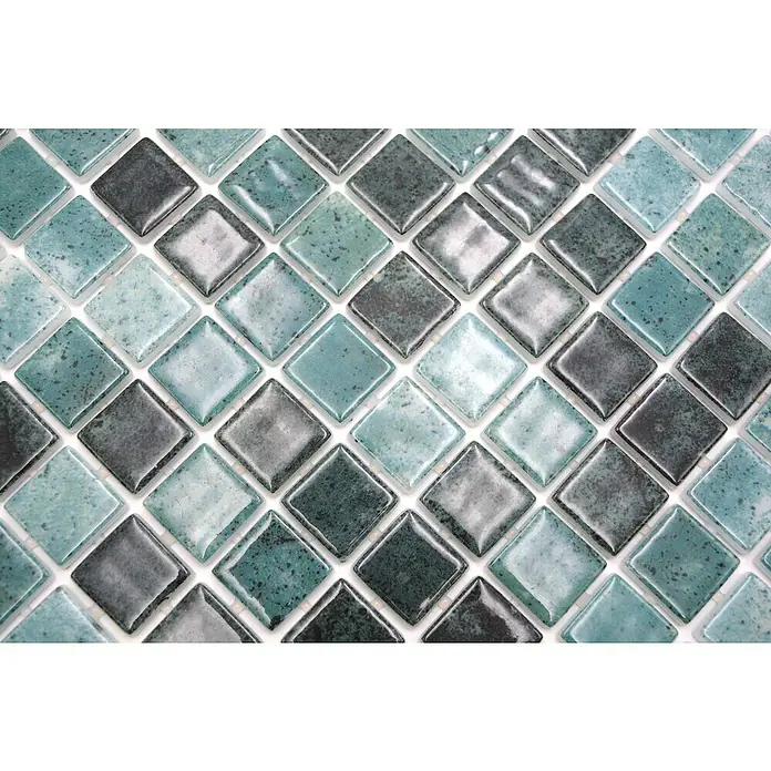 Mozaïektegel vierkant Eco Bali VP56258PUR - 31,6 x 31,6 cm, Antraciet, Glanzend - Close-up