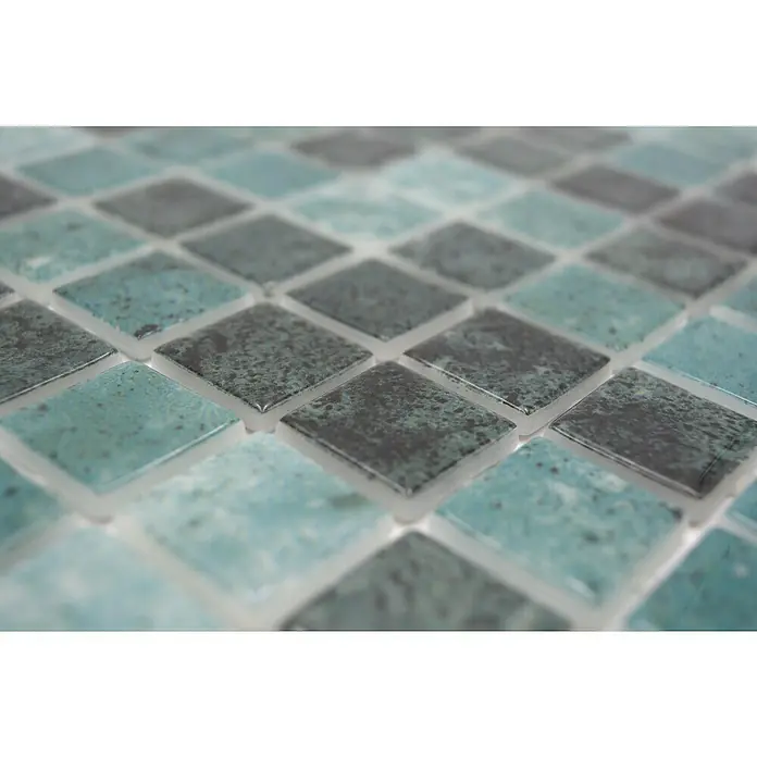Mozaïektegel vierkant Eco Bali VP56258PUR - 31,6 x 31,6 cm, Antraciet, Glanzend - Close-up
