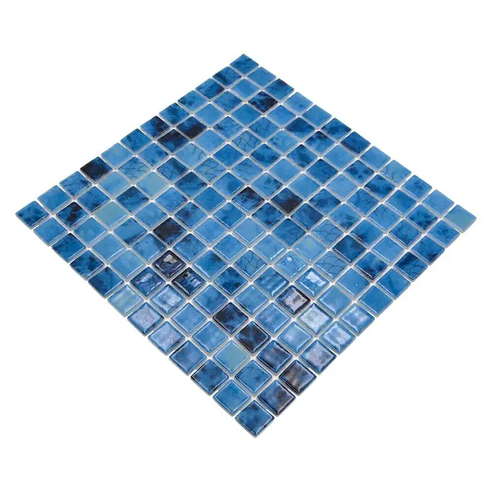 Mozaïektegel vierkant Eco Olympic VP56255PUR - 31,6 x 31,6 cm, Antraciet, Glanzend - Diagonaal zicht